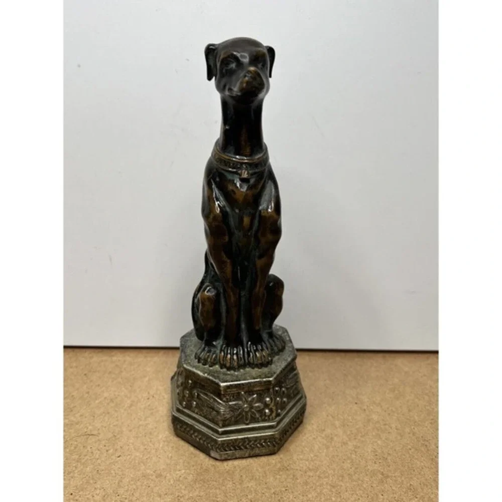 Vintage Bronze Metal‎ Greyhound Whippet Dog Statue Seated Art Deco Saluki Figure - Picture 6 of 14